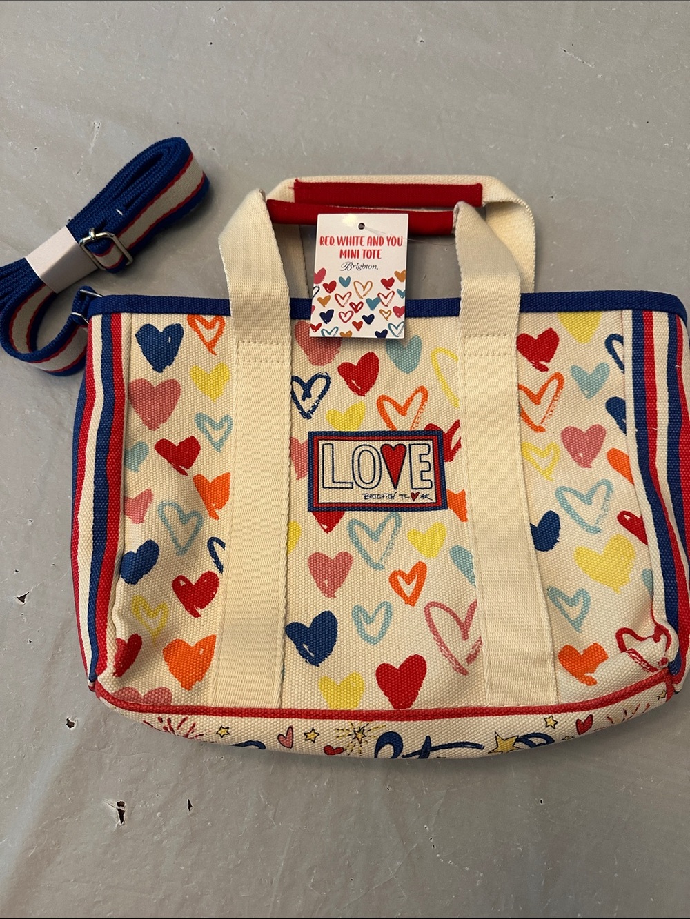 Brighton Canvas Red White and You Mini Tote NWT